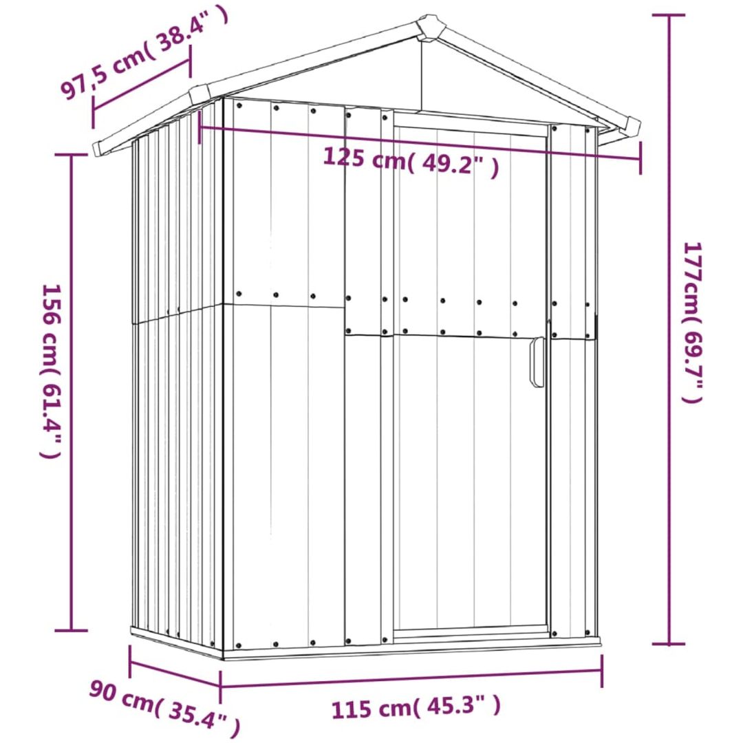 Trädgårdsskjul grön 126x97,5x177 cm galvaniserat stål vidaXL – bild 8