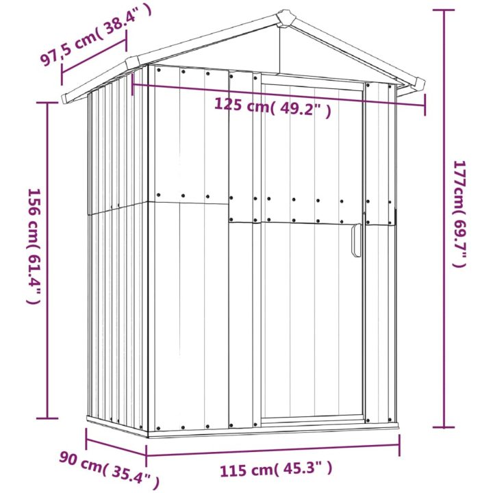 Trädgårdsskjul grön 126x97,5x177 cm galvaniserat stål vidaXL – bild 8