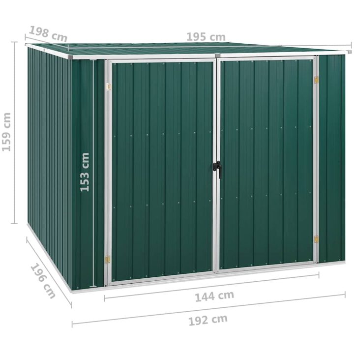 Trädgårdsskjul grön 195x198x159 cm galvaniserat stål vidaXL – bild 9