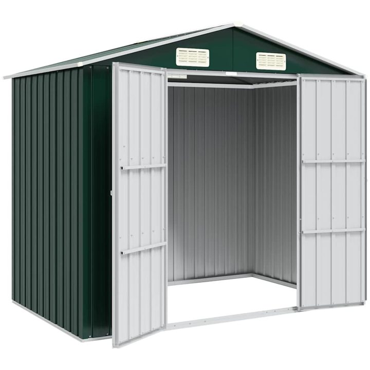 Trädgårdsskjul grön 205x129x183 cm galvaniserat stål vidaXL – bild 3