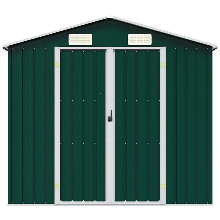 Trädgårdsskjul grön 205x129x183 cm galvaniserat stål vidaXL – bild 4