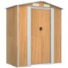 Trädgårdsskjul ljusbrun galvaniserat stål vidaXL 192 x 108 x 223 cm – miniatyr 2
