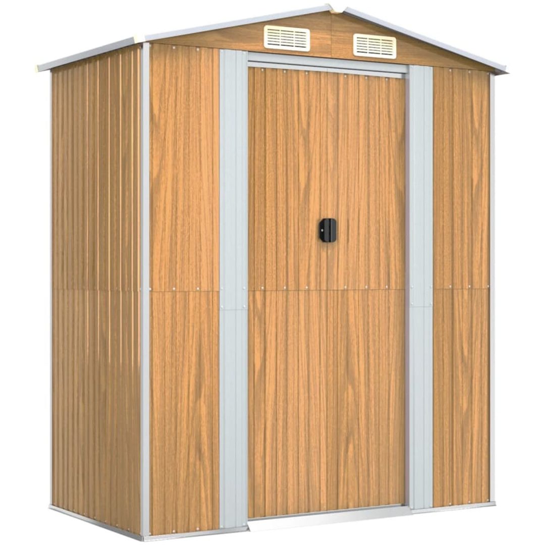 Trädgårdsskjul ljusbrun galvaniserat stål vidaXL 192 x 108 x 223 cm – bild 2