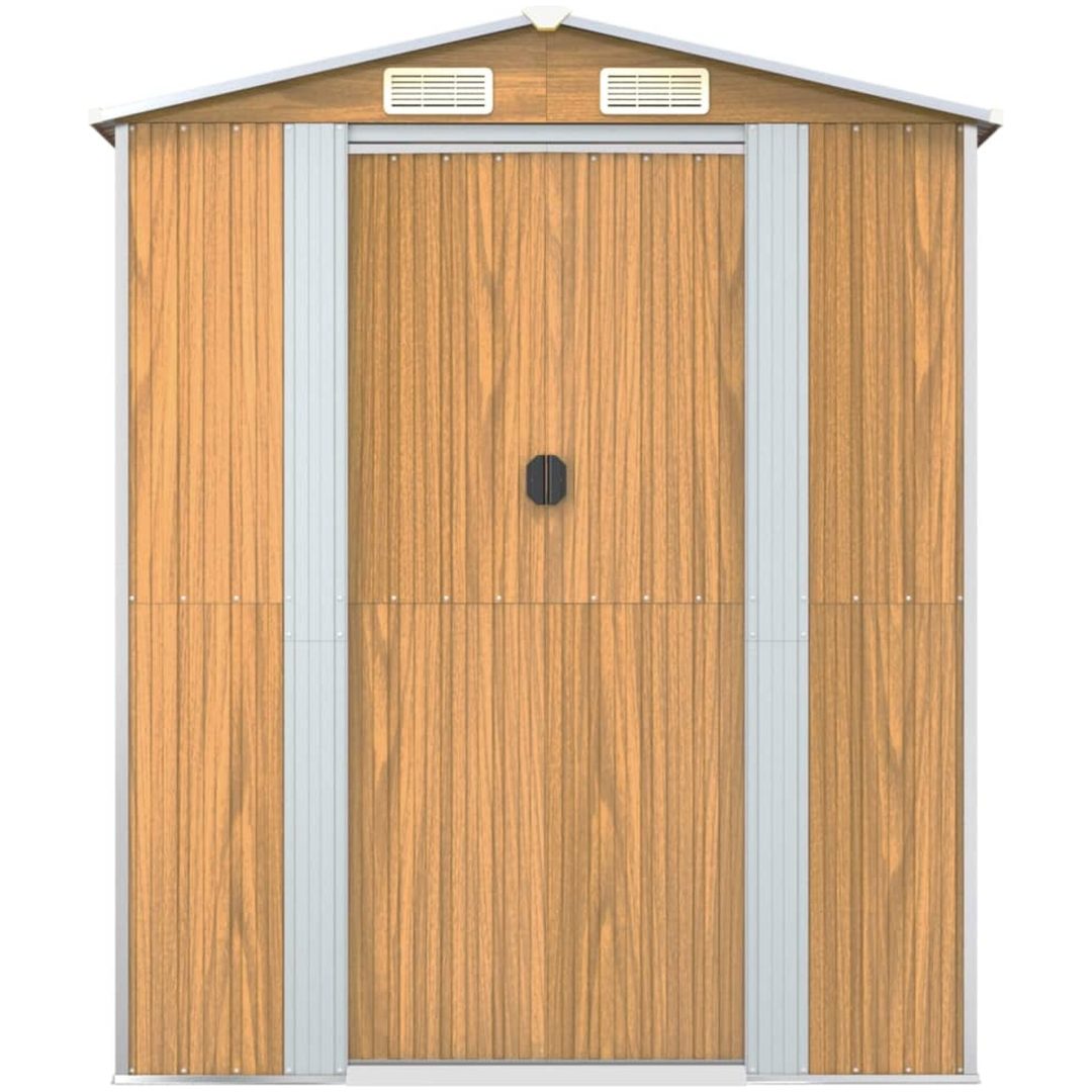 Trädgårdsskjul ljusbrun galvaniserat stål vidaXL 192 x 108 x 223 cm – bild 3