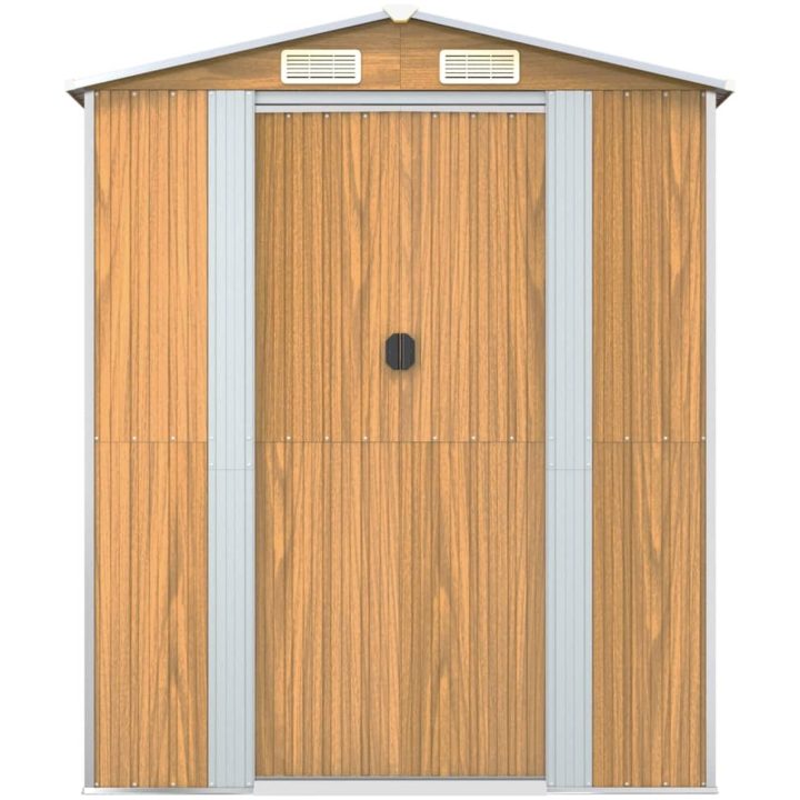 Trädgårdsskjul ljusbrun galvaniserat stål vidaXL 192 x 108 x 223 cm – bild 3