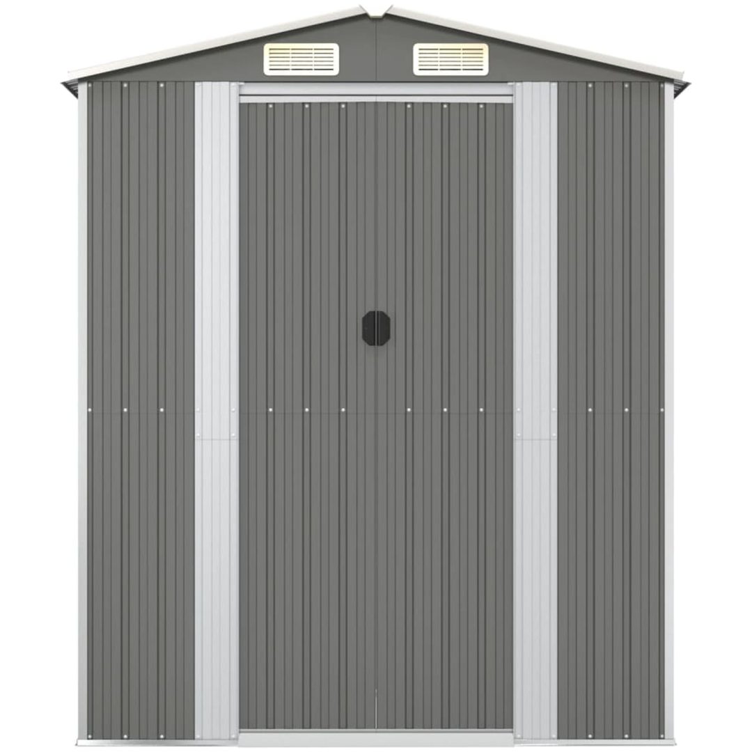 Trädgårdsskjul ljusgrå galvaniserat stål vidaXL 192 x 108 x 223 cm – bild 3