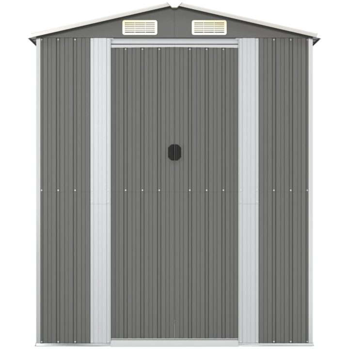 Trädgårdsskjul ljusgrå galvaniserat stål vidaXL 192 x 108 x 223 cm – bild 3