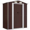 Trädgårdsskjul mörkbrun galvaniserat stål vidaXL 192 x 108 x 223 cm – miniatyr 2