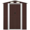 Trädgårdsskjul mörkbrun galvaniserat stål vidaXL 192 x 108 x 223 cm – miniatyr 3