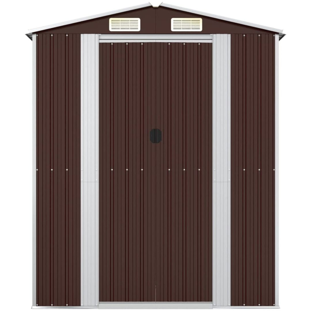 Trädgårdsskjul mörkbrun galvaniserat stål vidaXL 192 x 108 x 223 cm – bild 3