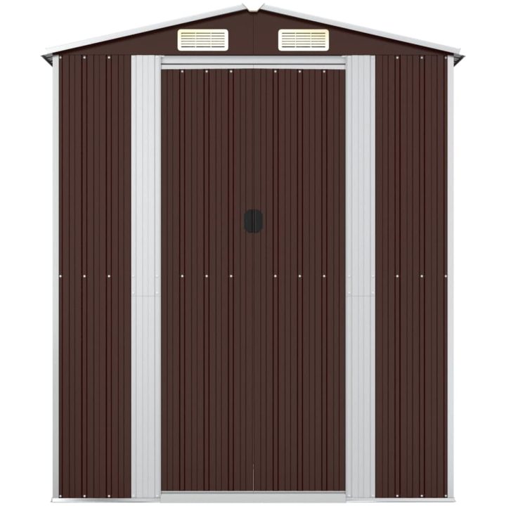 Trädgårdsskjul mörkbrun galvaniserat stål vidaXL 192 x 108 x 223 cm – bild 3