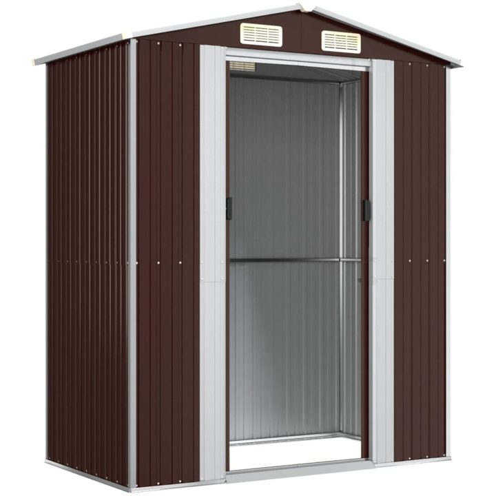 Trädgårdsskjul mörkbrun galvaniserat stål vidaXL 192 x 108 x 223 cm – bild 6