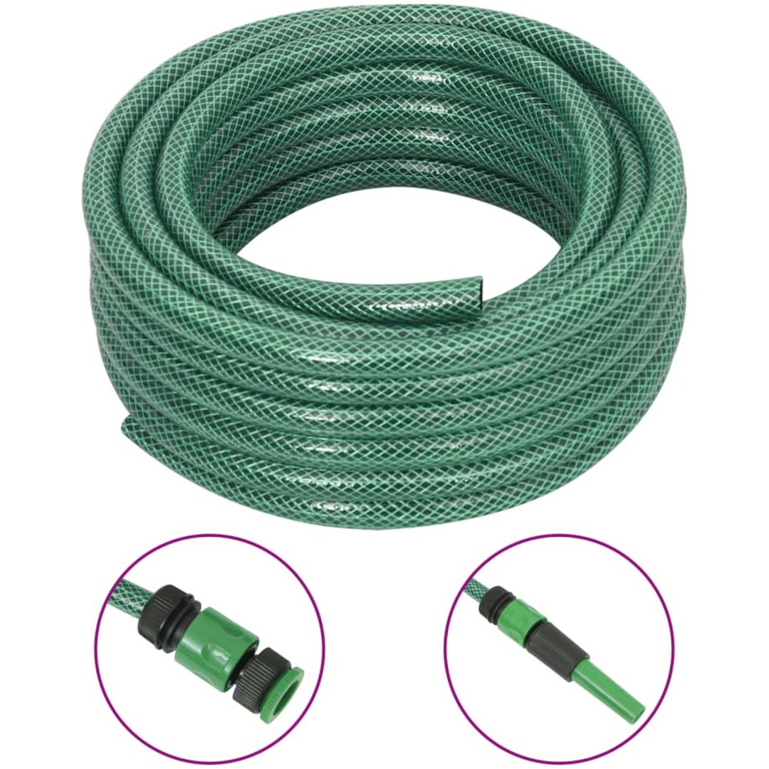 Trädgårdsslang med kopplingar grön 0,5" 10 m PVC vidaXL 10 m (0.5")