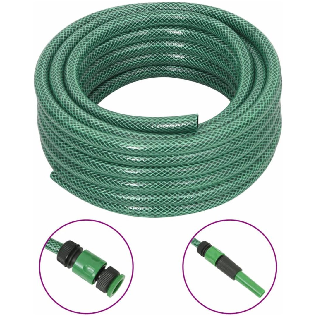 Trädgårdsslang med kopplingar grön 0,5" 30 m PVC vidaXL 30 m (0.5")