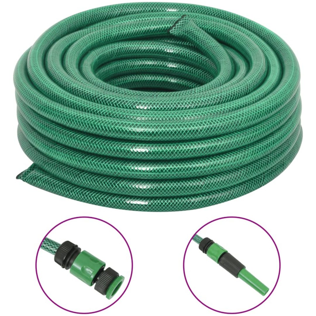 Trädgårdsslang med kopplingar grön 0,75" 10 m PVC vidaXL 10 m (0.75")