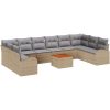 Trädgårdssofa-set 11 pcs Beige, ljusgrå Rattans, polyester vidaXL Stor – miniatyr 2