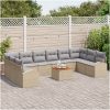 Trädgårdssofa-set 11 pcs Beige, ljusgrå Rattans, polyester vidaXL Stor – miniatyr 3