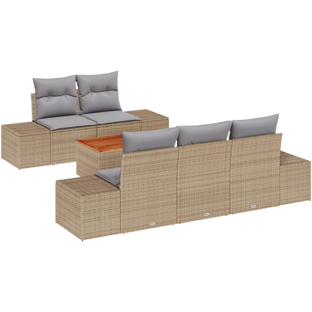 Trädgårdssofa set 6 pcs Beige, ljusgrå vidaXL 55 x 55 x 37 cm – bild 2