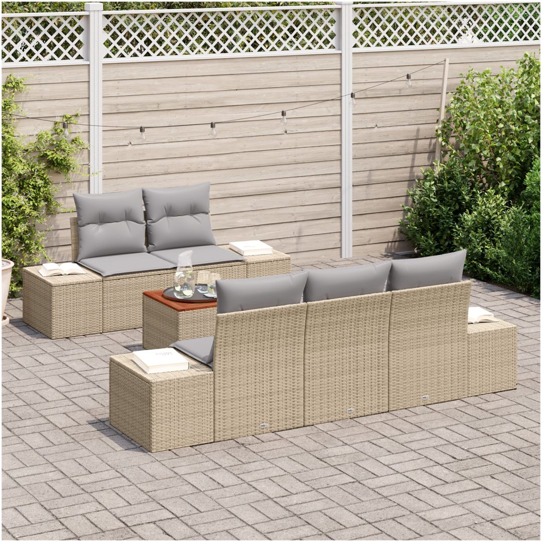 Trädgårdssofa set 6 pcs Beige, ljusgrå vidaXL 55 x 55 x 37 cm – bild 3