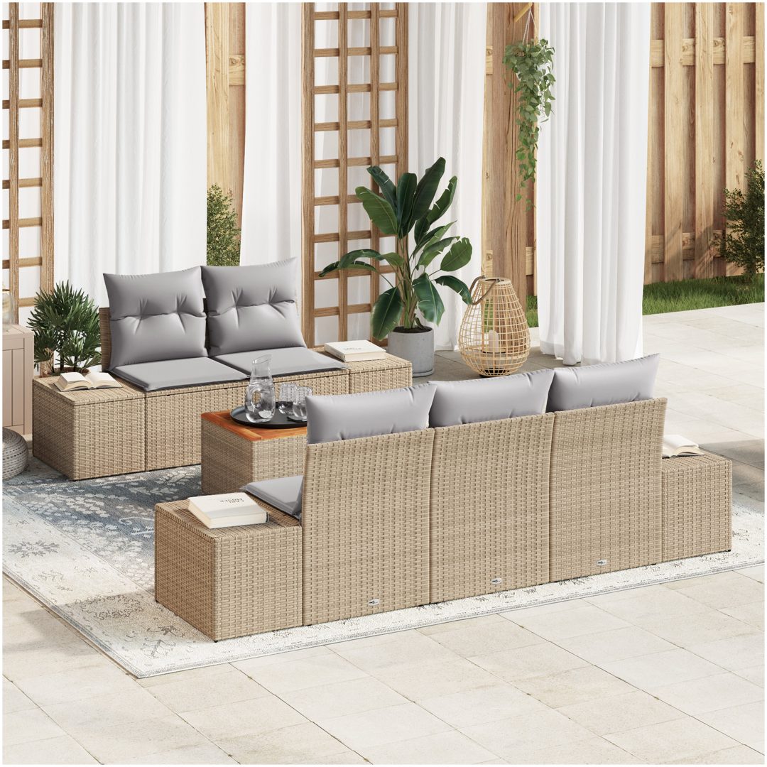Trädgårdssofa set 6 pcs Beige, ljusgrå vidaXL 55 x 55 x 37 cm