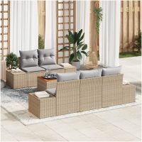 Trädgårdssofa set 6 pcs Beige, ljusgrå vidaXL