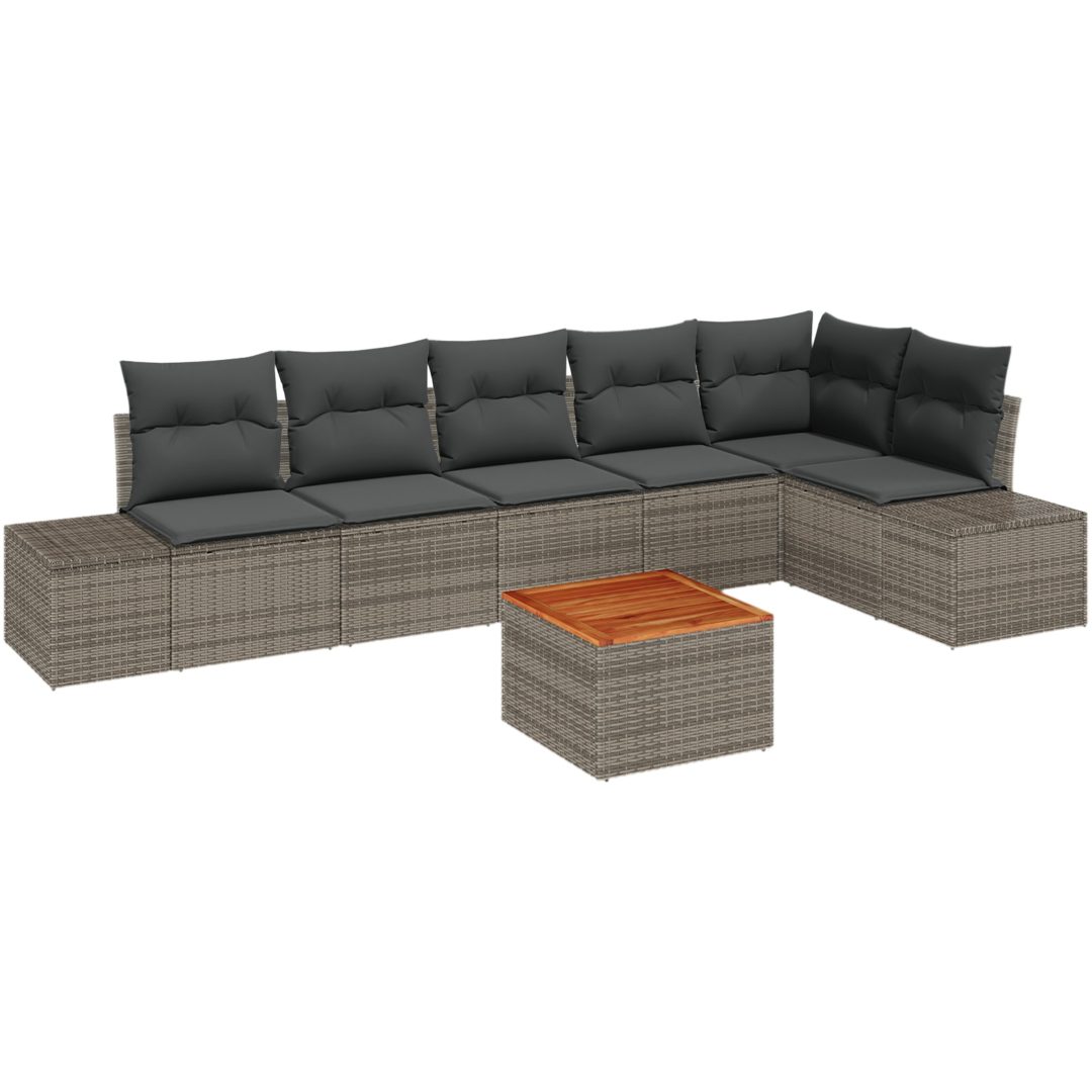 Trädgårdssofa Set 7 pcs Grå Rattans, polyester vidaXL 55 x 55 x 37 cm – bild 2