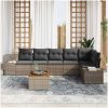 Trädgårdssofa Set 7 pcs Grå Rattans, polyester vidaXL 55 x 55 x 37 cm – miniatyr 3