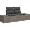 Trädgårdssofa Set 7 pcs Grå Rattans, polyester vidaXL 55 x 55 x 37 cm – miniatyr 4