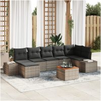 Trädgårdssofa Set 8 pcs Grå Poly rattan vidaXL