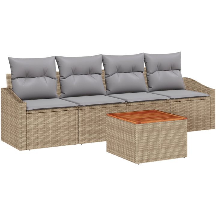 Trädgårdssoff-set 5 pcs Beige, ljusgrå vidaXL 55 x 55 x 37 cm – bild 2