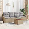 Trädgårdssoff-set 5 pcs Beige, ljusgrå vidaXL 55 x 55 x 37 cm – miniatyr 1