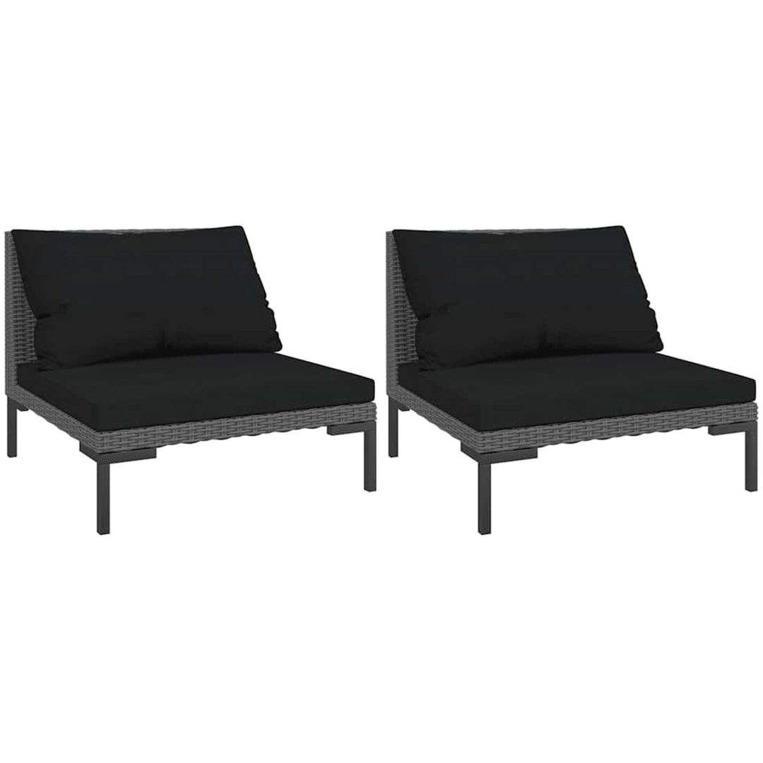 Trädgårdssoffa 2 delar med dynor halvrund konstrotting vidaXL – bild 2