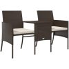Trädgårdssoffa 2-sits med bord & fotpallar konstrotting brun vidaXL – miniatyr 5