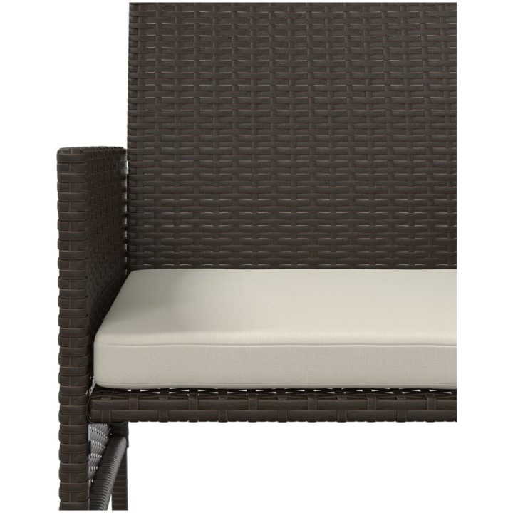 Trädgårdssoffa 2-sits med bord & fotpallar konstrotting brun vidaXL – bild 8