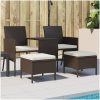 Trädgårdssoffa 2-sits med bord & fotpallar konstrotting brun vidaXL – miniatyr 1
