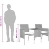 Trädgårdssoffa 2-sits med bord & fotpallar konstrotting grå vidaXL – miniatyr 11