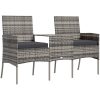 Trädgårdssoffa 2-sits med bord konstrotting antracit vidaXL – miniatyr 2