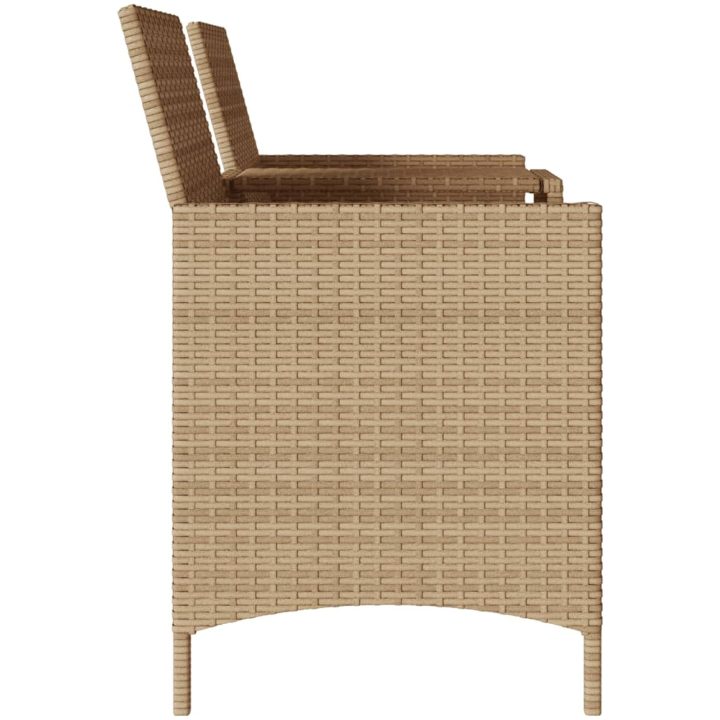 Trädgårdssoffa 2-sits med bord och dynor konstrotting beige vidaXL – bild 5
