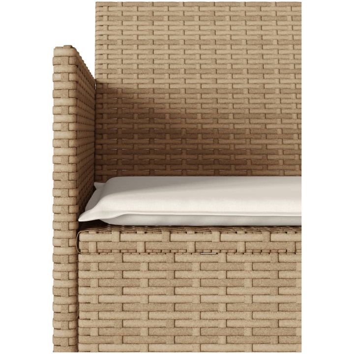 Trädgårdssoffa 2-sits med bord och dynor konstrotting beige vidaXL – bild 7