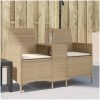 Trädgårdssoffa 2-sits med bord och dynor konstrotting beige vidaXL – miniatyr 1