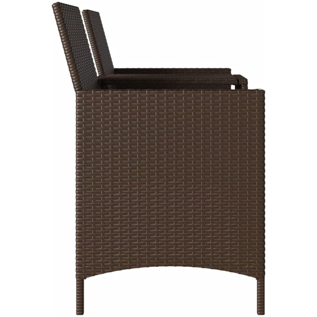 Trädgårdssoffa 2-sits med bord och dynor konstrotting brun vidaXL – bild 5