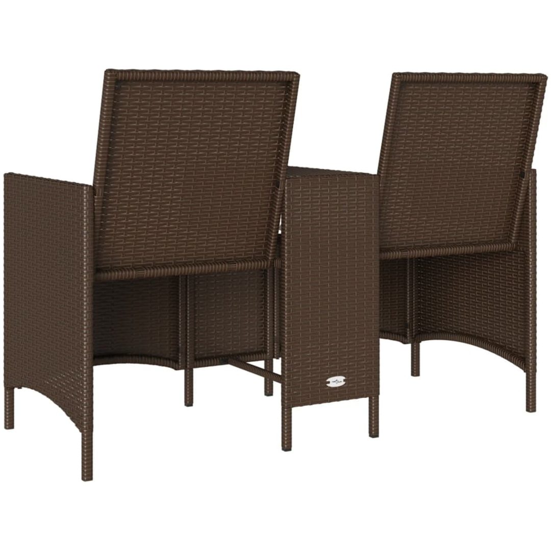 Trädgårdssoffa 2-sits med bord och dynor konstrotting brun vidaXL – bild 6