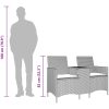 Trädgårdssoffa 2-sits med bord och dynor konstrotting grå vidaXL – miniatyr 9