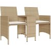 Trädgårdssoffa 2-sits med bord och pallar beige konstrotting vidaXL – miniatyr 4