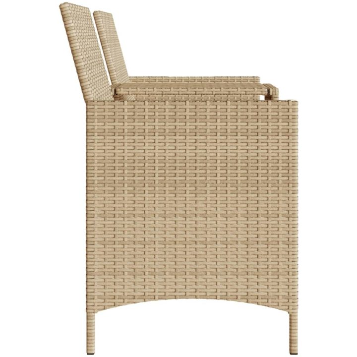 Trädgårdssoffa 2-sits med bord och pallar beige konstrotting vidaXL – bild 6