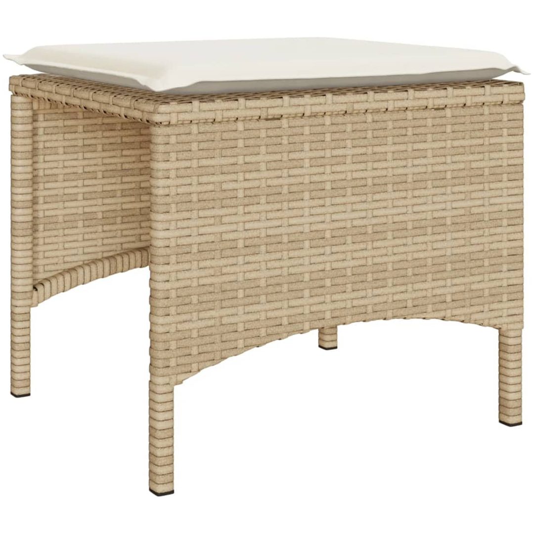Trädgårdssoffa 2-sits med bord och pallar beige konstrotting vidaXL – bild 8