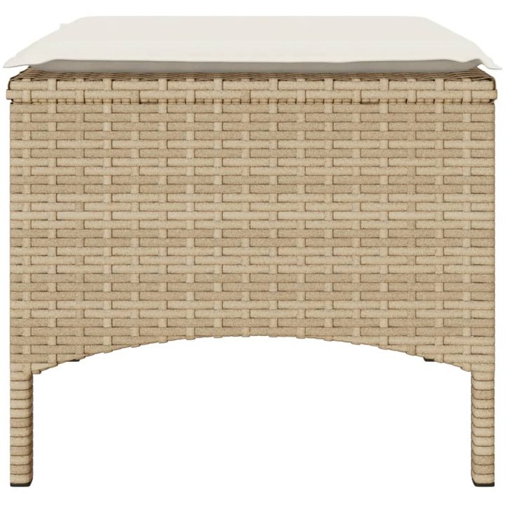Trädgårdssoffa 2-sits med bord och pallar beige konstrotting vidaXL – bild 9
