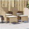 Trädgårdssoffa 2-sits med bord och pallar beige konstrotting vidaXL – miniatyr 1
