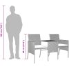 Trädgårdssoffa 2-sits med bord och pallar svart konstrotting vidaXL – miniatyr 11