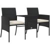 Trädgårdssoffa 2-sits med bord och pallar svart konstrotting vidaXL – miniatyr 5